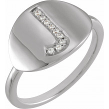 14K White Initial J .05 CTW Diamond Ring - 653628628P
