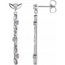14K White 1/8 CTW Diamond Vintage-Inspired Dangle Earrings - 87044600P