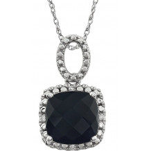 14K White Onyx & .03 CTW Diamond 18 Necklace - 651606106P