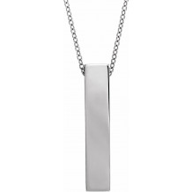 14K White Sculptural Bar 16-18 Necklace - 86980201P