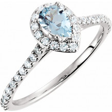 14K White Aquamarine & 3/8 CTW Diamond Engagement Ring - 6887170000P