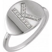 14K White Initial K 1/10 CTW Diamond Ring - 653628631P