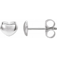 14K White 5.9x5.4 mm Youth Puffed Heart Earrings - 192034600P