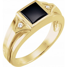 14K Yellow Onyx & .04 CTW Diamond Bezel-Set Ring - 62463274461P