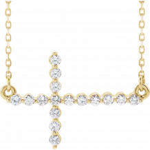 14K Yellow 1/4 CTW Diamond Sideways Cross 16-18 Necklace - R42354601P