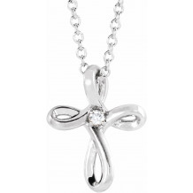 14K White .015 CTW Diamond Cross 16-18 Necklace - R42365605P