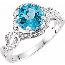14K White Swiss Blue Topaz & 1/6 CTW Diamond Ring - 651450100P