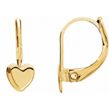 14K Yellow Heart Lever Back Earrings - 19113124315000P