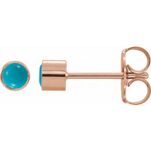 14K Rose Turquoise Bezel-Set Earrings - 2000316602P