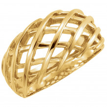 14K Yellow 11 mm Latticework Dome Ring - 544525208P