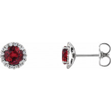14K White Ruby & 1/6 CTW Diamond Earrings - 865091015P