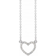 14K White 1/10 CTW Diamond Petite Heart 16 Necklace - 66415100001P