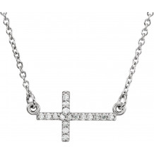 14K White .07 CTW Diamond Sideways Cross 16-18 Necklace - R4232360000P