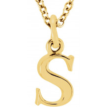 14K Yellow Lowercase Initial s 16 Necklace - 8578070054P