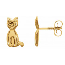 14K Yellow Cat Earrings - 1912312433800P