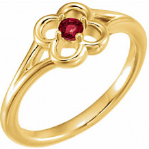14K Yellow Mozambique Garnet Youth Flower Ring - 71944606P