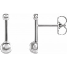 14K White Bar & Ball Earrings - 87070600P