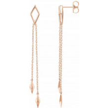 14K Rose Geometric Chain Earrings - 65233460002P