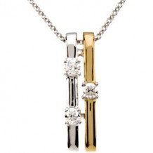14K White & 14K Yellow 1/10 CTW Diamond Bar 18 Necklace - 67211101P