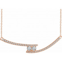 14K Rose  3/8 CTW Diamond Two-Stone Bar 16-18 Necklace - 65230660002P