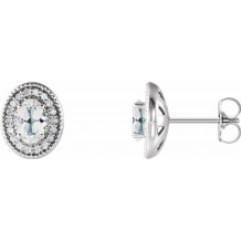 14K White Sapphire & 1/5 CTW Diamond Halo-Style Earrings - 86630780P