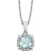 14K White Aquamarine & .05 CTW Diamond 18 Necklace - 65195360003P