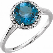 14K White London Blue Topaz & .05 CTW Diamond Ring - 7163270000P