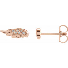 14K Rose .03 CTW Diamond Angel Wing Earrings - 86909602P