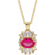 14K Yellow Pink Tourmaline & 1/3 CTW Diamond 16-18 Necklace - 869706156P
