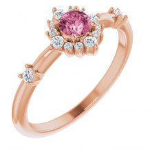 14K Rose Pink Tourmaline & 1/6 CTW Diamond Ring - 720886052P