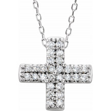 14K White .07 CTW Diamond Cross Necklace - R42350604P