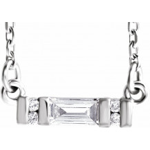 14K White 1/10 CTW Diamond Bar 16-18 Necklace - 86729600P