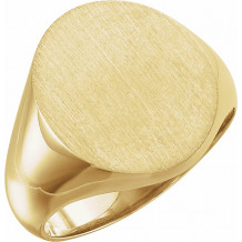 10K Yellow 18x16 mm Oval Signet Ring - 932011486P