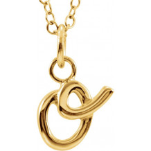 14K Yellow Script Lowercase Initial O 18 Necklace - 858991014P