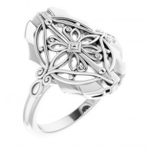 14K White Vintage-Inspired Ring - 52056101P