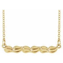 14K Yellow Leaf Bar 16-18 Necklace - 86727601P