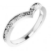 14K White Vintage-Inspired V Ring - 51882101P