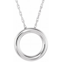 14K White 15 mm Circle 18 Necklace - 863221026P
