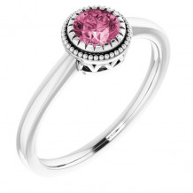 14K White Pink Tourmaline October Birthstone Ring - 651609120P