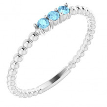 14K White Aquamarine Beaded Ring - 123113615P