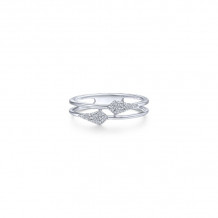 14K White Gold Spiked Diamond Stackable Ring
