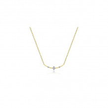 14K Yellow Gold Curved Bar Necklace with Diamond Stations