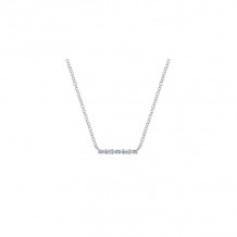 14K White Gold Baguette and Round Diamond Bar Necklace