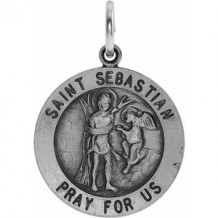 Sterling Silver 18 mm Round St. Sebastian Medal