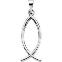 Sterling Silver 20x7 mm Ichthus (Fish) Pendant