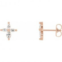 14K Rose 1/3 CTW Diamond Cross Earrings
