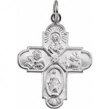 Sterling Silver 24.5x21.5 mm Four-Way Cross Medal