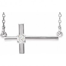 Sterling Silver .03 CTW Diamond Sideways Cross 16-18" Necklace