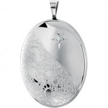 Sterling Silver 26.1x20.4 mm Oval Locket with Footprints