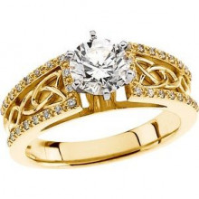 14K Yellow 1 1/4 CTW Diamond Celtic-Inspired Engagement Ring. Size 7